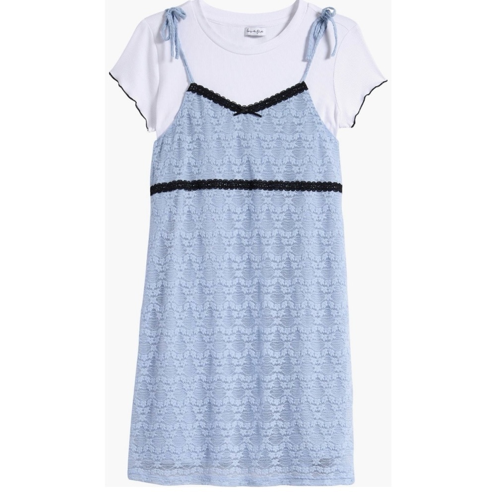 love, Fire Blue Lace Overlay Dress